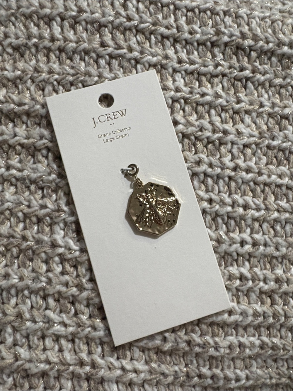 J. Crew Gold Octagon Bee Large Charm/Pendant
